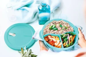 Tupperware mikrodalga bölmeli tabak 700 ml turkuaz 3 bölmeli yemek taşıma kabı
