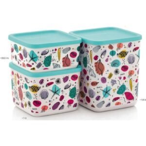 Tupperware Kubik Set Yaz Desenli Deniz Kabugu Cicek Figurlu 3lu Saklama Kabi