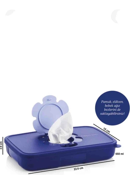Tupperware Islak Mendil Kutusu Mavi Renkli Pratik Kapakli Saklama Kabi