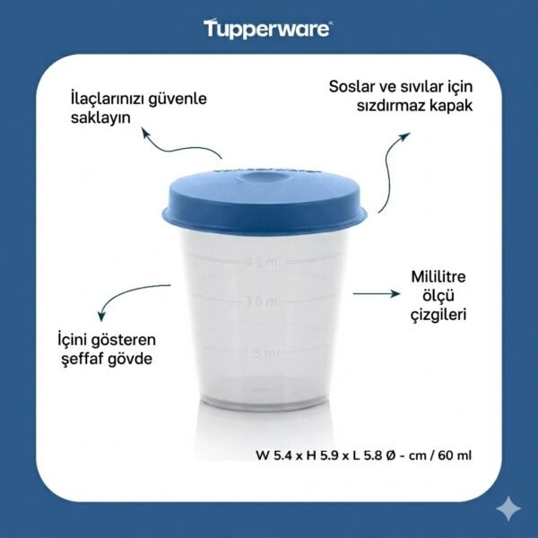 Tupperware 60 ml Mini Seffaf Sivi Sizdirmaz Kap Kolay Acilir Kapakli