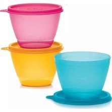 Tupperware Renkli Buzdolabi Kaplari 3lu Set 400ml Siki Kapak Saklama Kabi