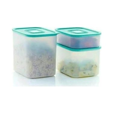 Tupperware Seffaf Su Serisi 3lu Set Turkuaz Desenli Saklama Kabi