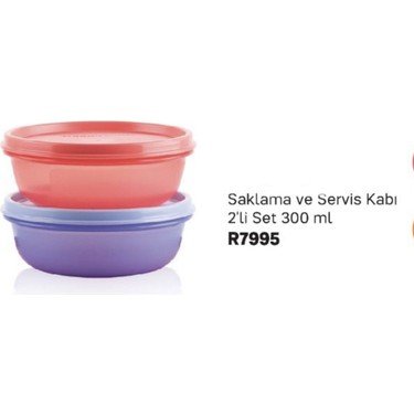 Tupperware Seker Kap 300ml Ikili Set Mor ve Yavruagzi Renkli Saklama Kabi