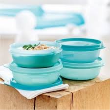 Tupperware Seker Kaplar 4lu Set 300ml Mavi Tonlari Kapakli Saklama Kabi