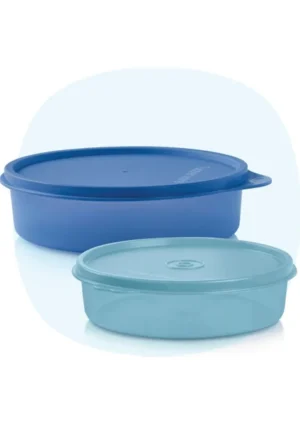 Tupperware Silindir Kaplar Ikili Set Mavi Sivi Sizdirmaz Saklama Kabi