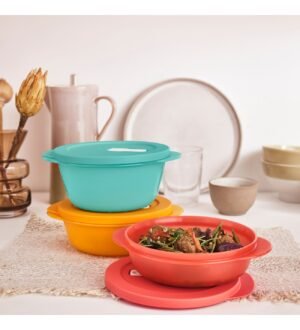 Tupperware Mikro Kaplar Seti 1 Litre 1.5 Litre ve 2 Litre Mikrodalga Isıtma ve Saklama Kabı